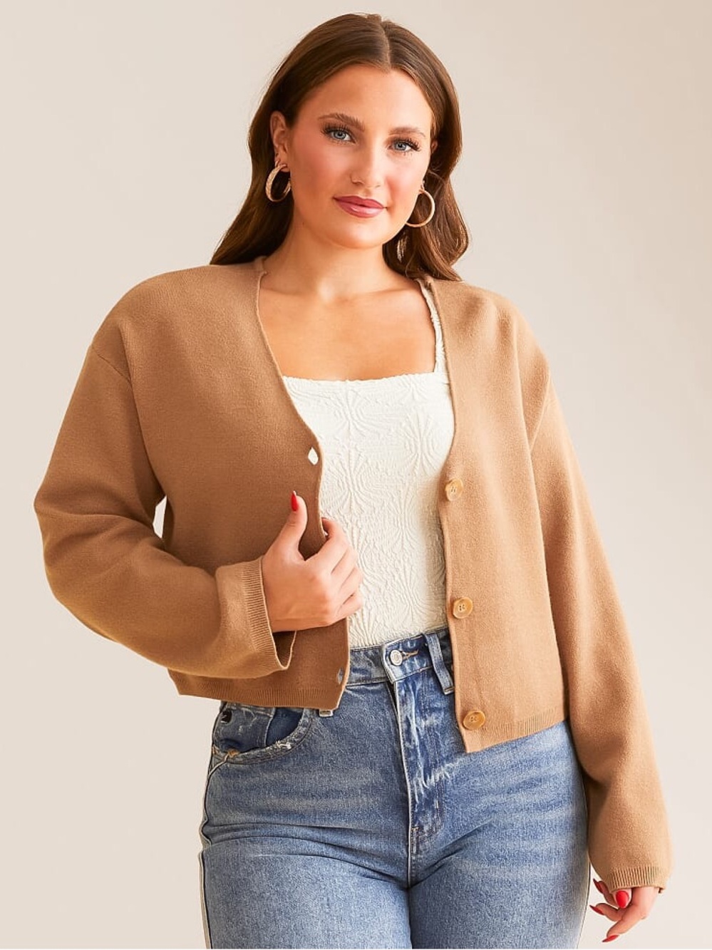 Z Supply Camel Cropped Teddy Jacket